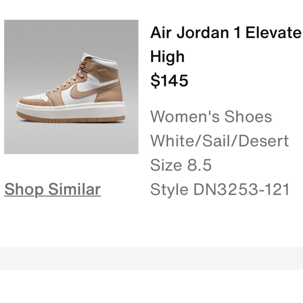 Nike Air Jordan 1 Elevate High White and Desert